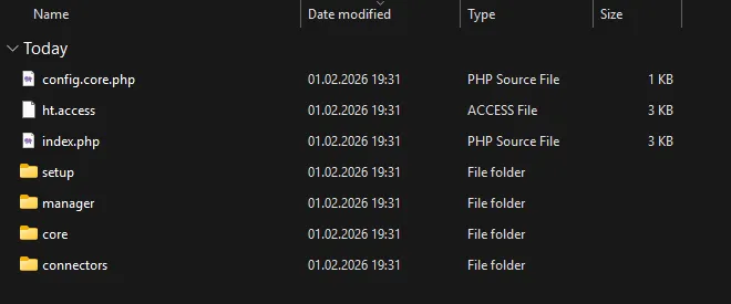 Clean MODX files during installation