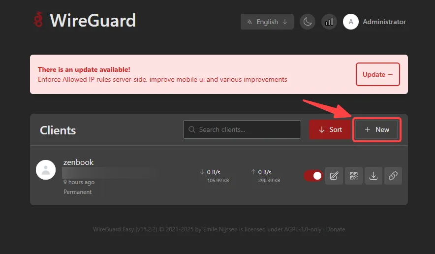 WG Easy Dashboard